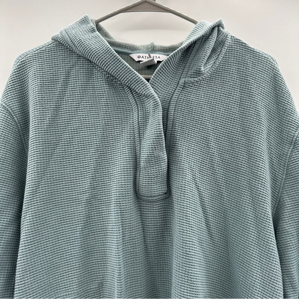 Athleta Coaster Luxe Waffle Hoodie Long Sleeve Sweatshirt in Seafoam Green Sz L - Picture 4 of 14